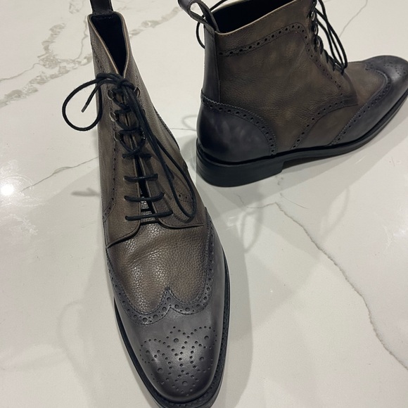 EUC Ginanni Two Tone Brogue Leather Boots - 10 - Picture 1 of 9